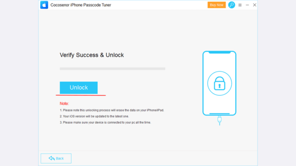 Chọn “Unlock” để mở khóa màn hình iPhone 15